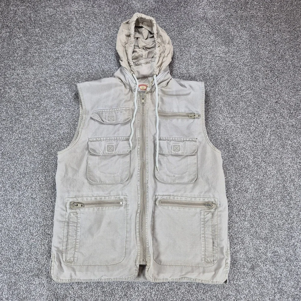 Vintage Banana Republic Safari‎ Vest Mens Medium Hooded Multi-Pocket Fishing